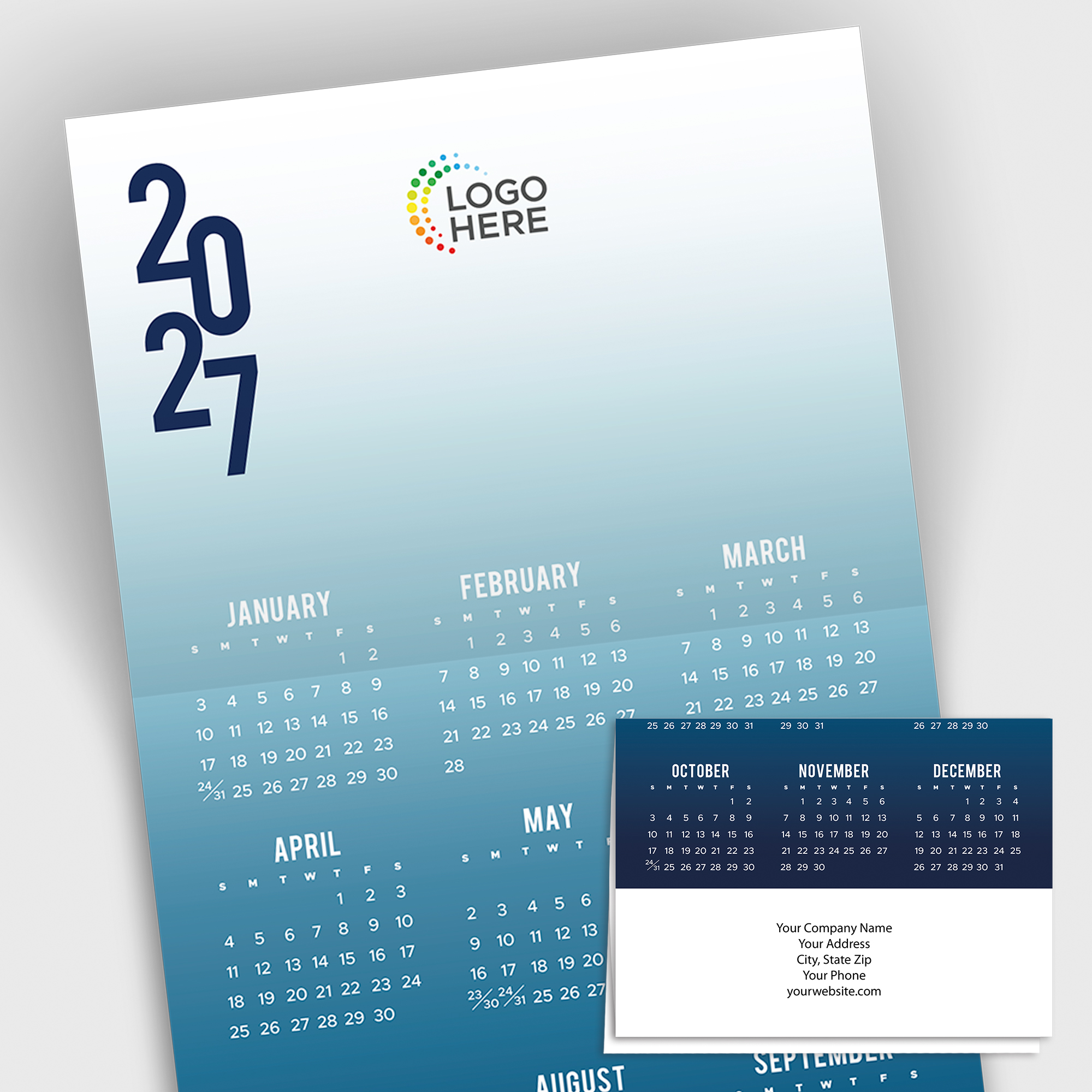 Shades of Blue Logo Calendar Card D3500U-4A Shades of Blue Logo Calendar Card D3500U-4A